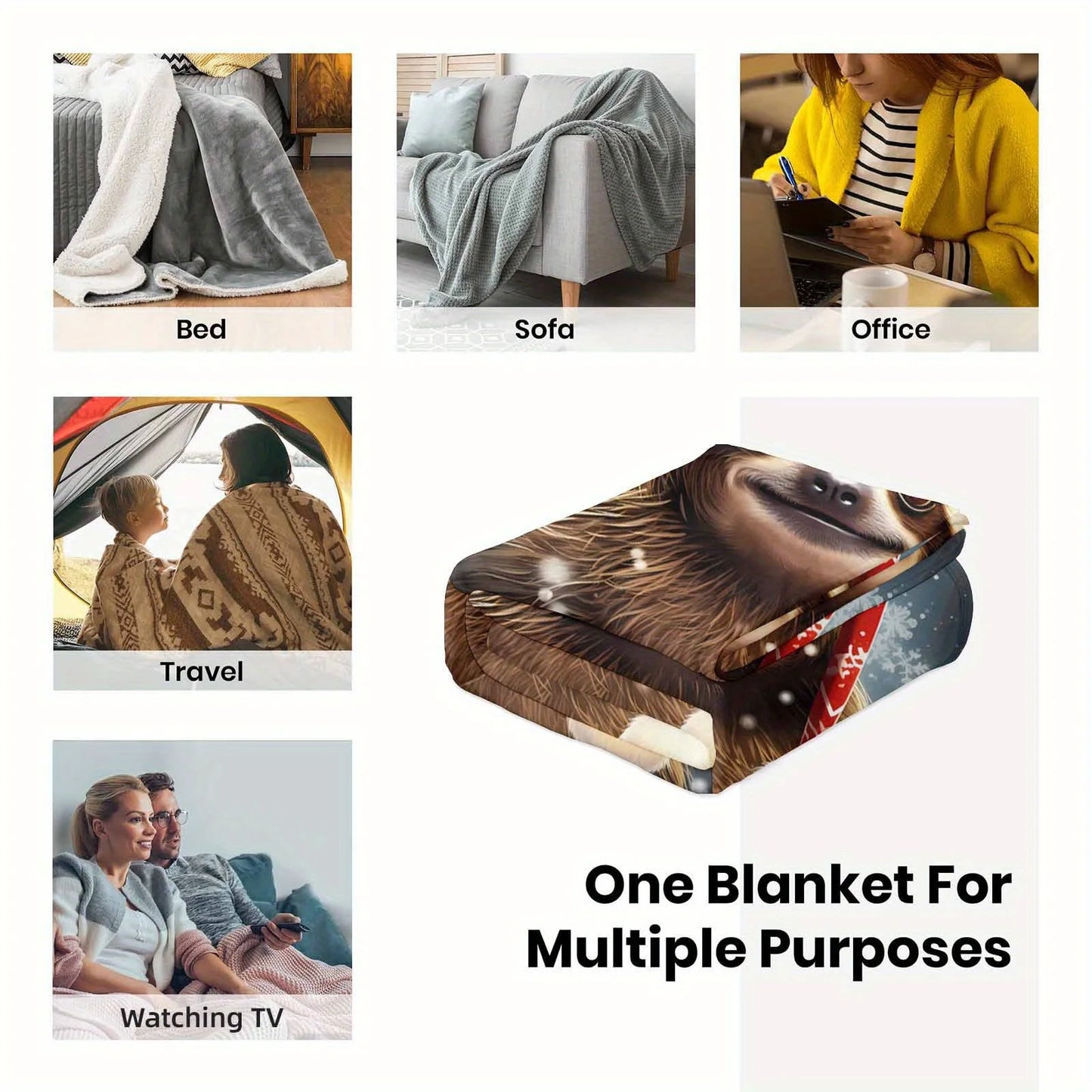 Sloth Christmas Hooded Blanket