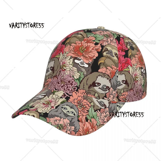 Floral Sloth Baseball Cap