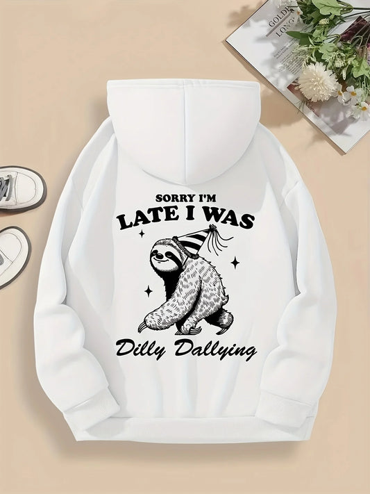 Sorry I Was Late I Was Dilly Dallying Sloth Hoodie product photo 1