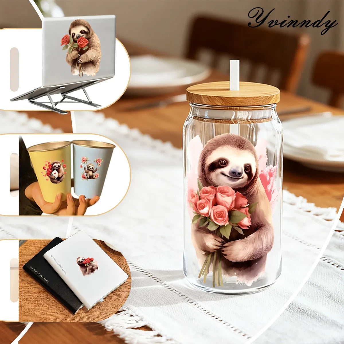 Valentine Sloth Transfer Stickers