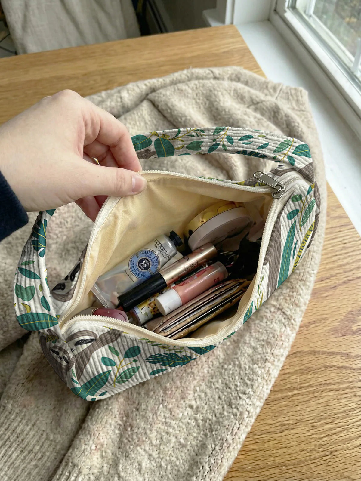 Sloth & Tropical Leaf Shoulder Bag