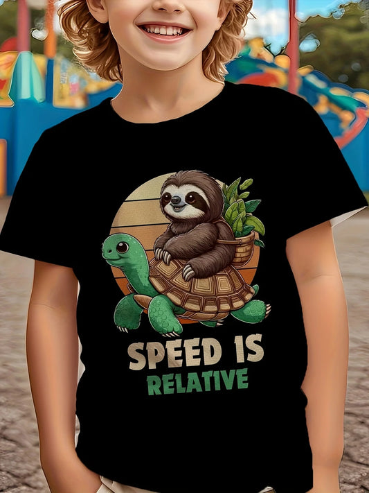 Sloth & Turtle Design Print T-Shirt