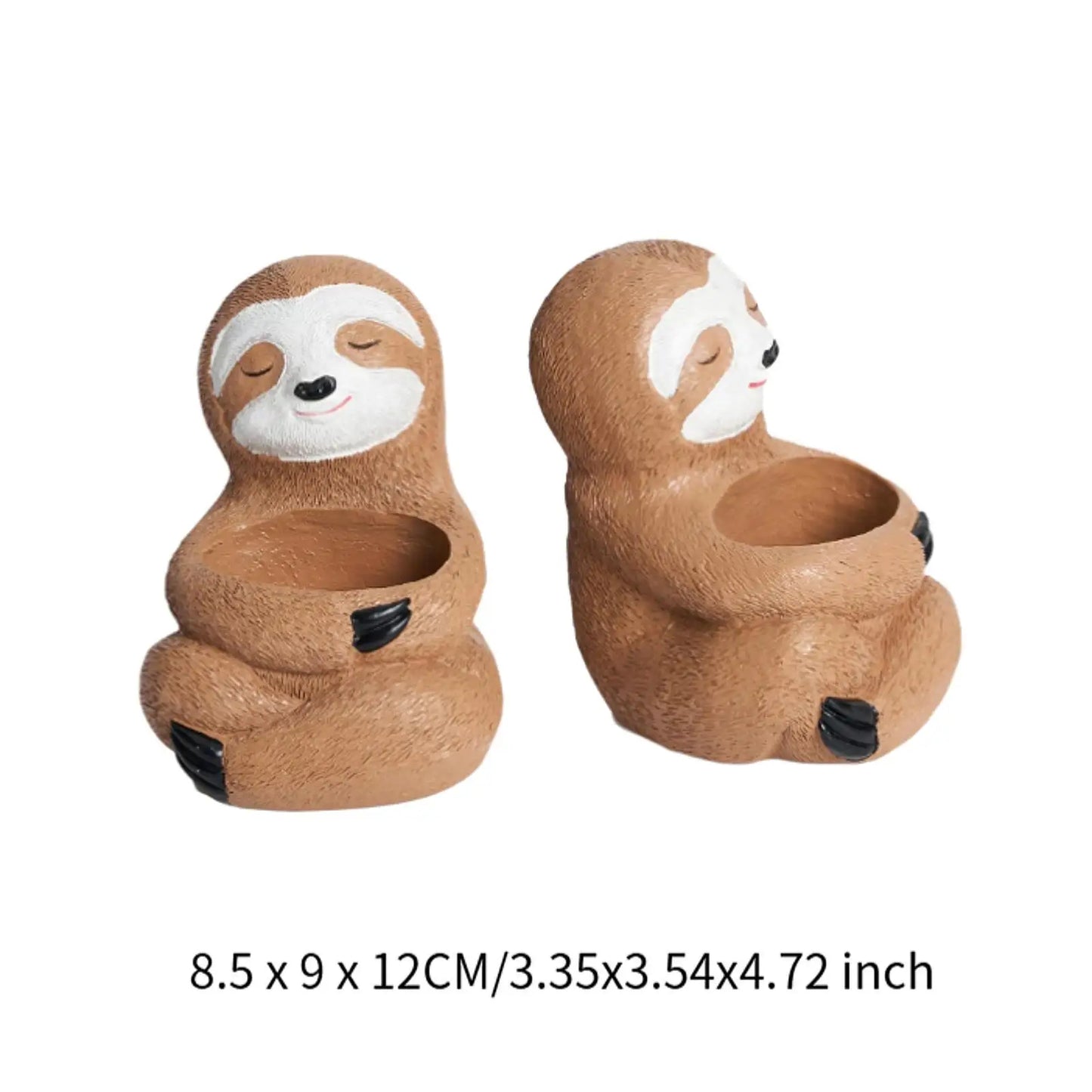2Pcs Flowerpots Gift Containers Sloth Plant Pots Animal Planters with Drainage Hole for Windowsill Bedroom Balcony Shelf Office