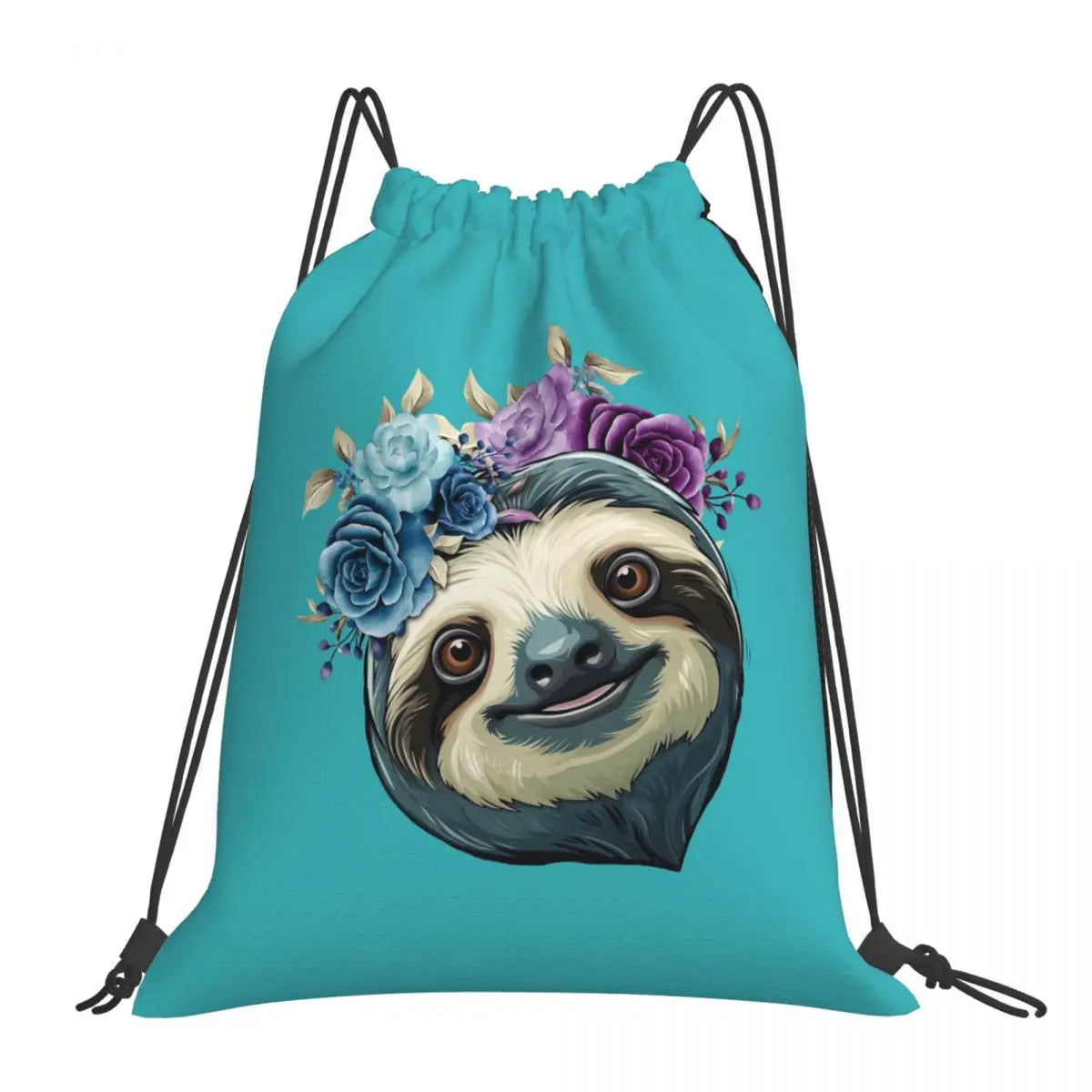 Sloth & Flowers Drawstring Backpack