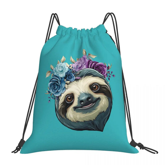 Sloth & Flowers Drawstring Backpack product photo 1