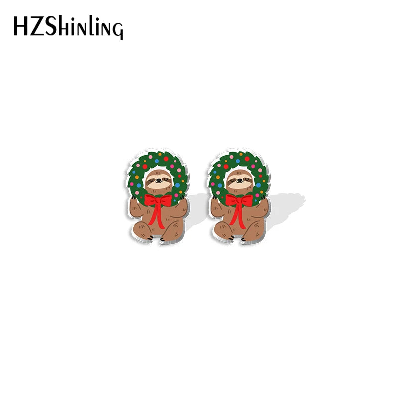 Christmas Sloths Stud Earrings