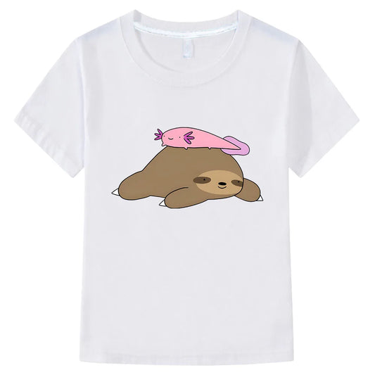 Sloth & Pink Axolotl T-Shirt