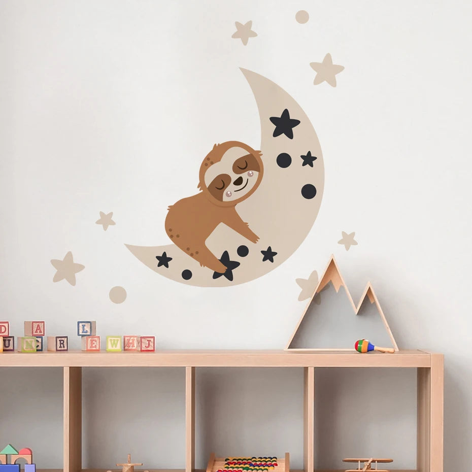 Moon Sloth Sleeping Wall Sticker