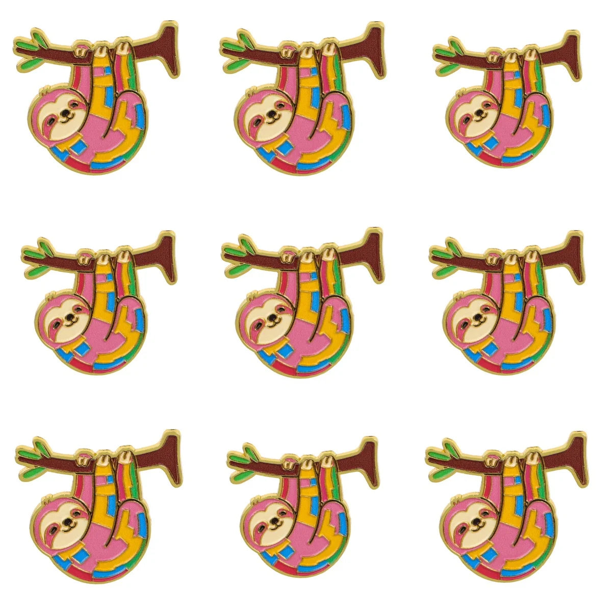 9 Piece Colorful Sloth Enamel Pin Set