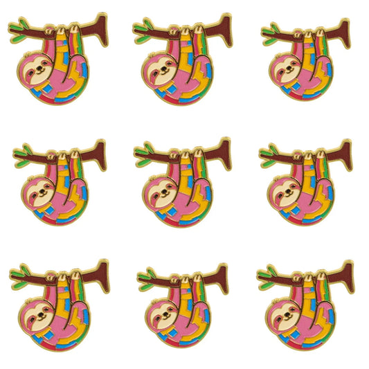 9 Piece Colorful Sloth Enamel Pin Set