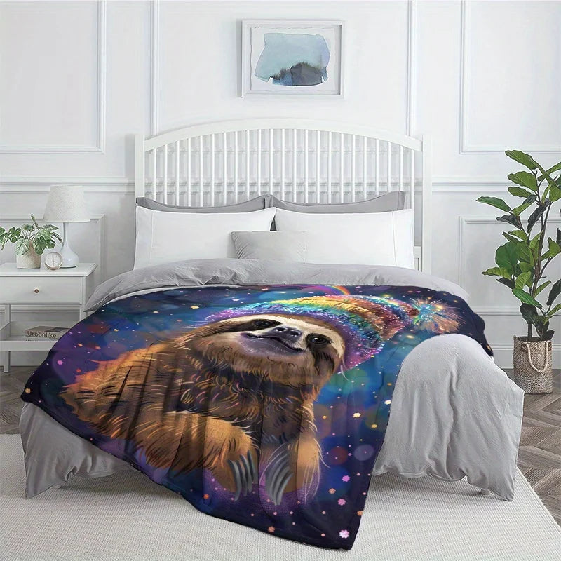 Sloth Wearing Rainbow Hat & Rainbow Blanket product photo 3