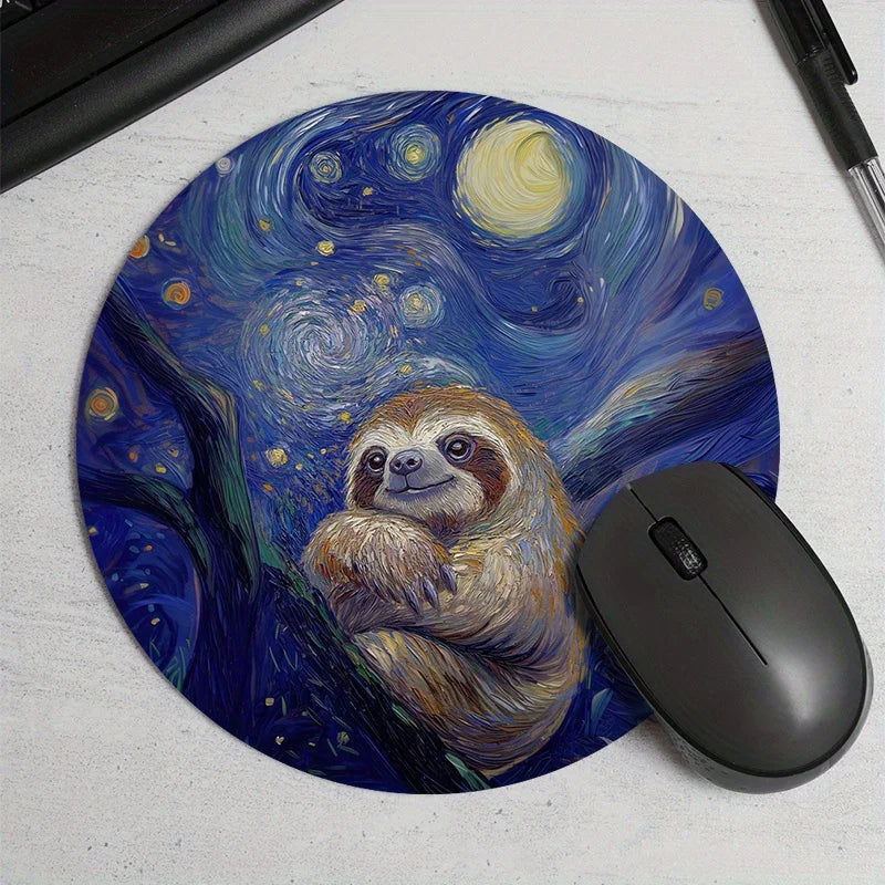 Starry Night Sloth Theme Mouse Pad