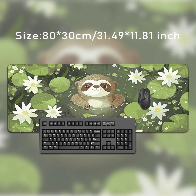 Water Lily Sloth Large Desk Mat