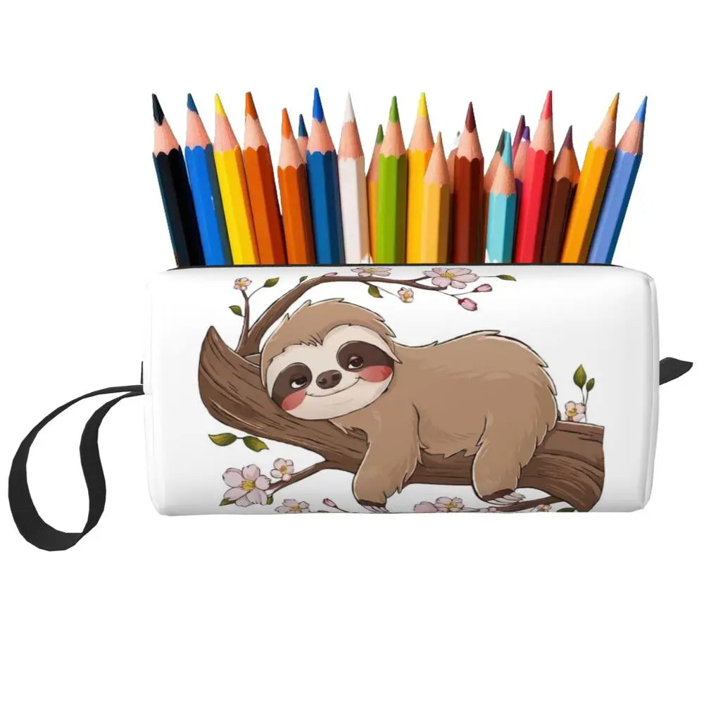Cherry Blossom Sloth Cosmetic Bag