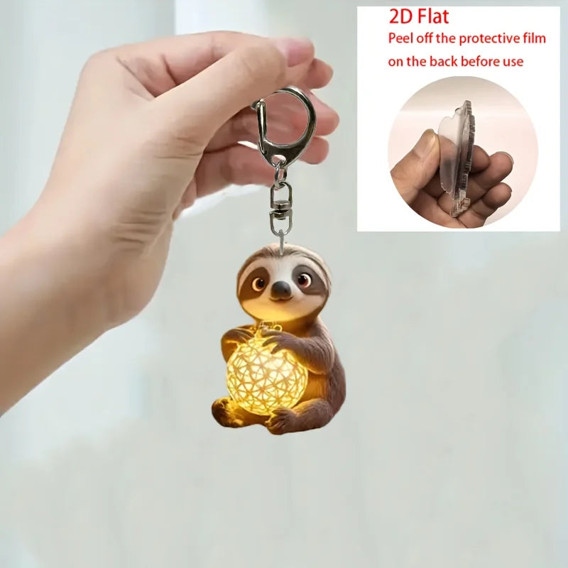2D Sloth & Orb Keychain