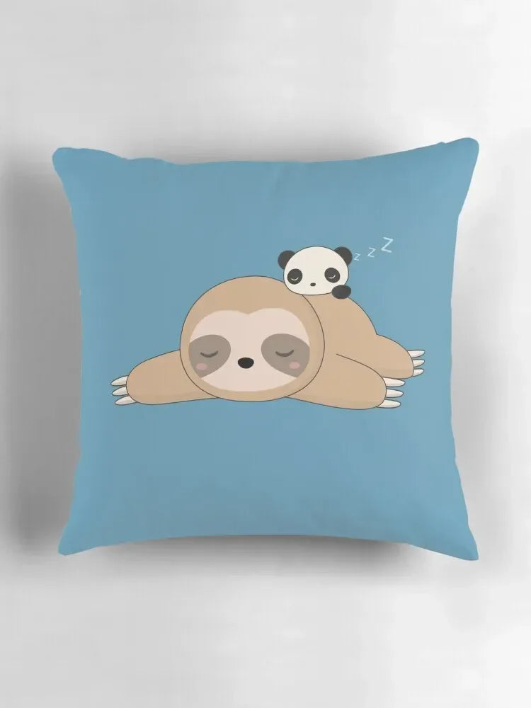 Cute Lazy Panda and Sloth Cushion Cover