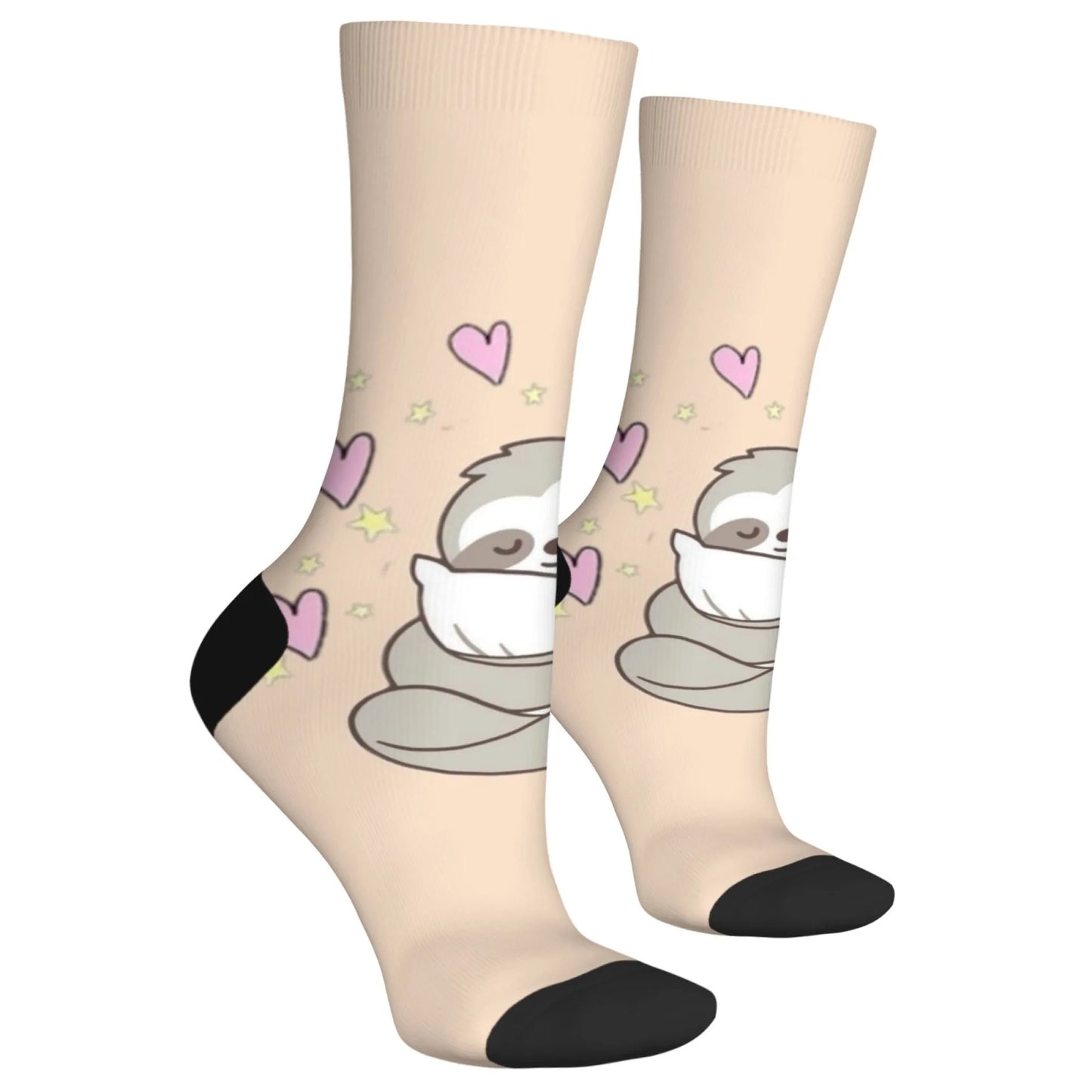 Love Sloth Hugging Cat Crew Socks