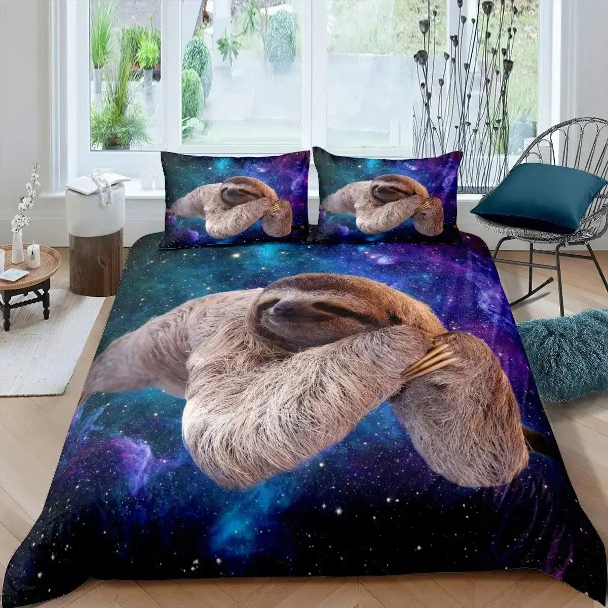 Galaxy Sloth Duvet Cover Set product photo