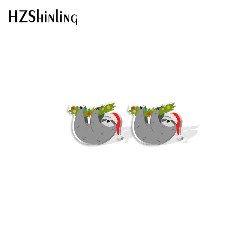 Christmas Sloths Stud Earrings