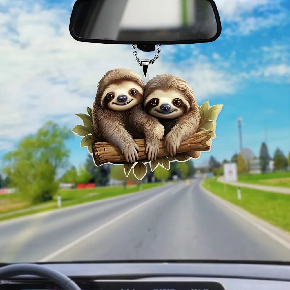 Sloth Duo On Branch 2D Acrylic Keychain