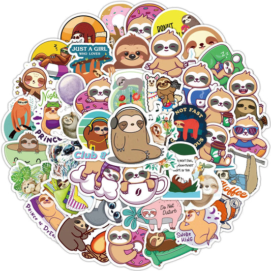 50 piece Cute Sloth Stickers Pack