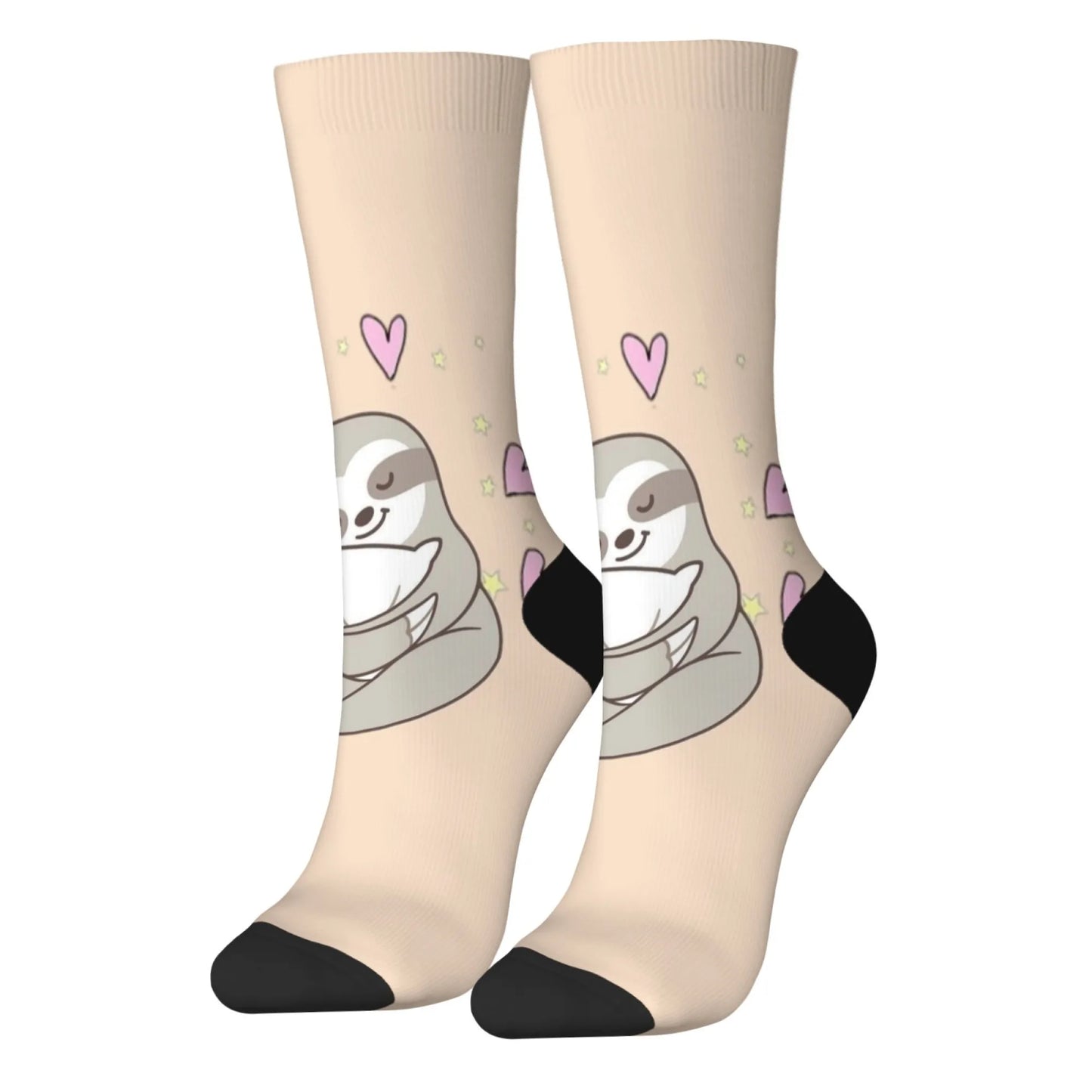 Love Sloth Hugging Cat Crew Socks