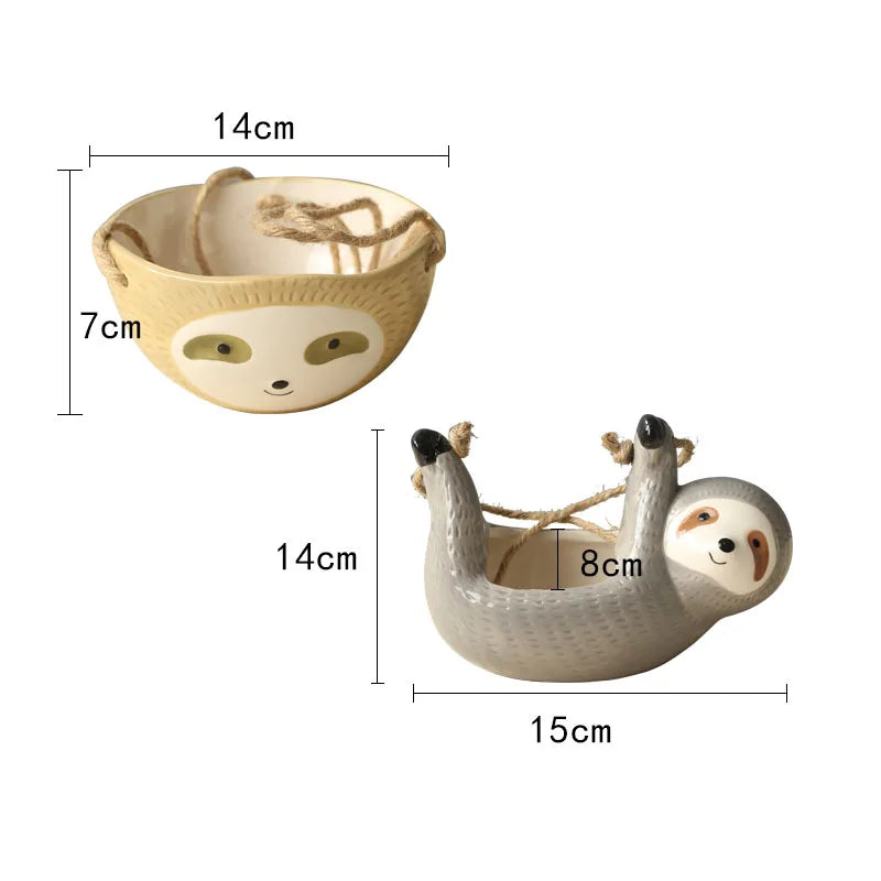 Ceramic Sloth Hanging Flowerpot