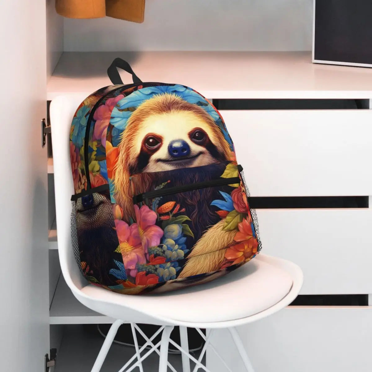Whimsical Sloth On Tropical Leaf Backpack