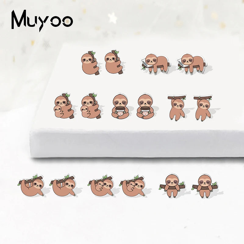 Cartoon Sloth Stud Earrings