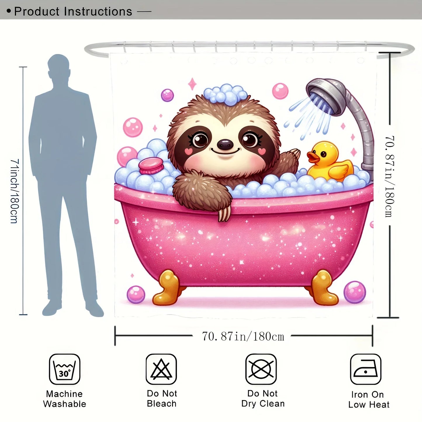 Bathtub Sloth Shower Curtain