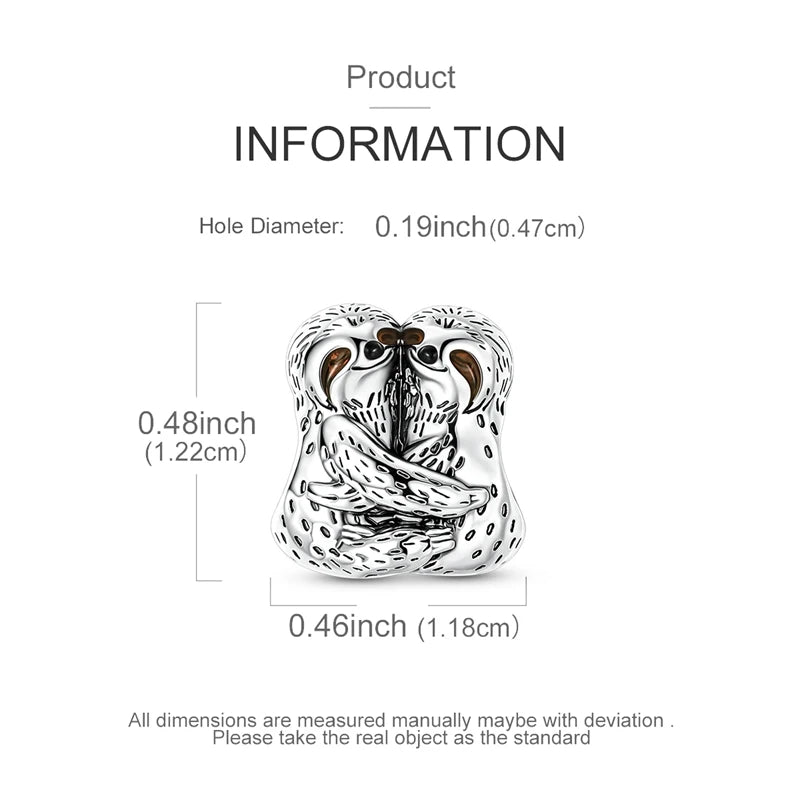 Sterling Silver Sloth Couple Bead Charm