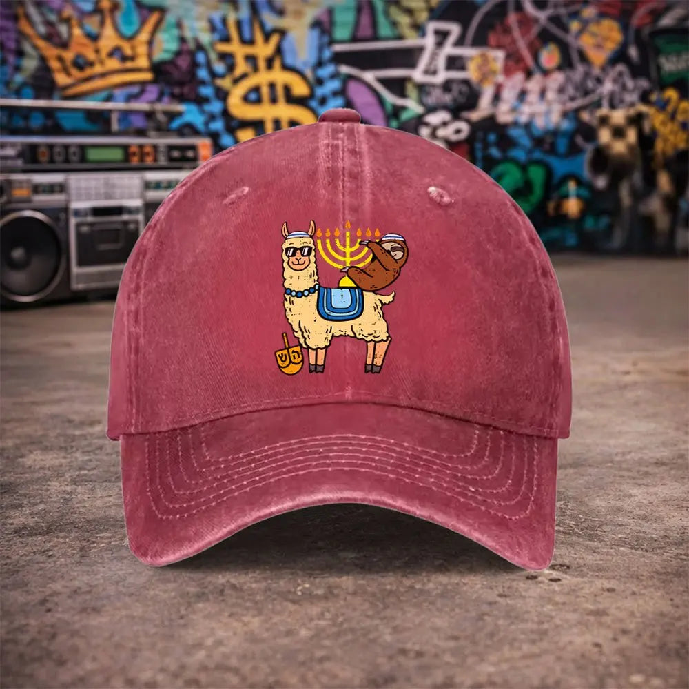 Alpaca & Sloth Vintage Washed Baseball Cap