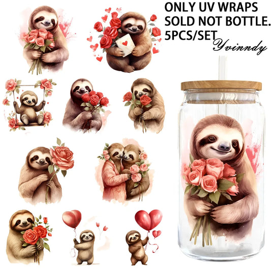 Valentine Sloth Transfer Stickers