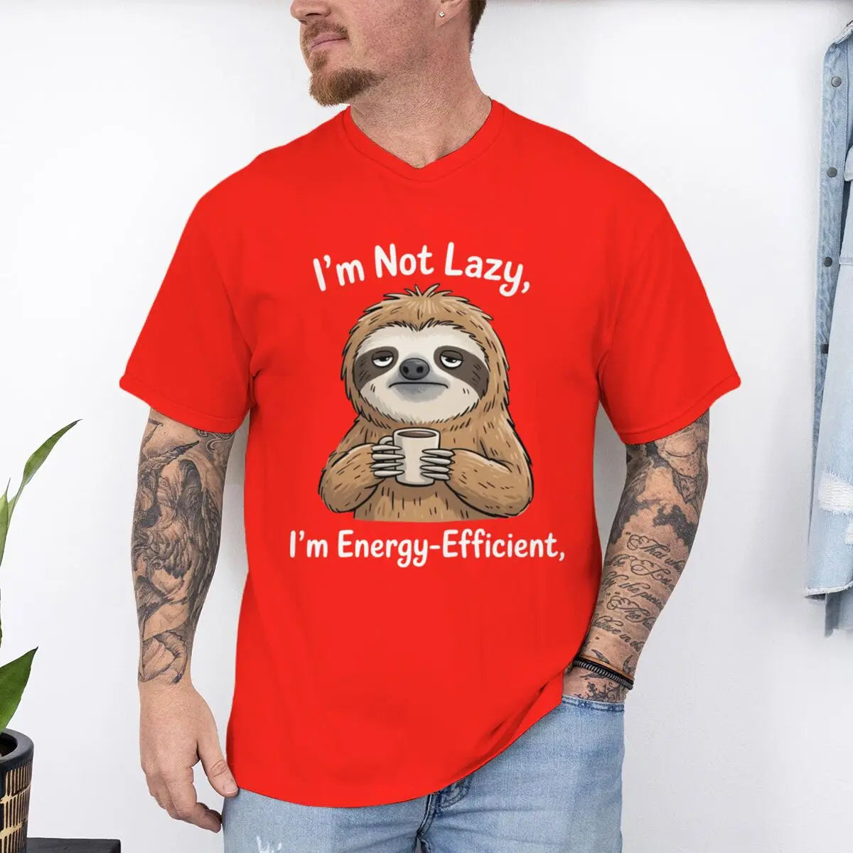 I'm Not Lazy I'm Energy-Efficient Sloth & Coffee T-Shirt