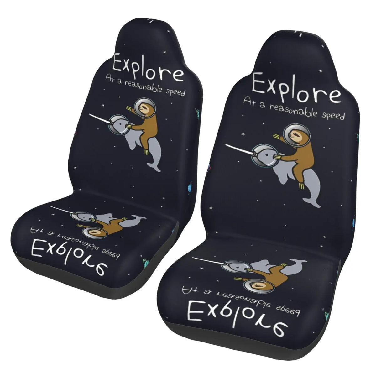Sloth Riding Dolphin in Space Car Seat Covers
