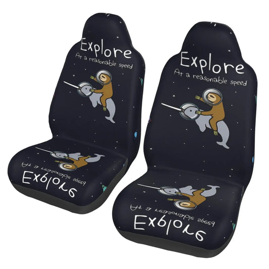 Sloth Riding Dolphin in Space Car Seat Covers product photo 1