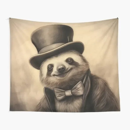 Vintage Sloth Wall Art Tapestry