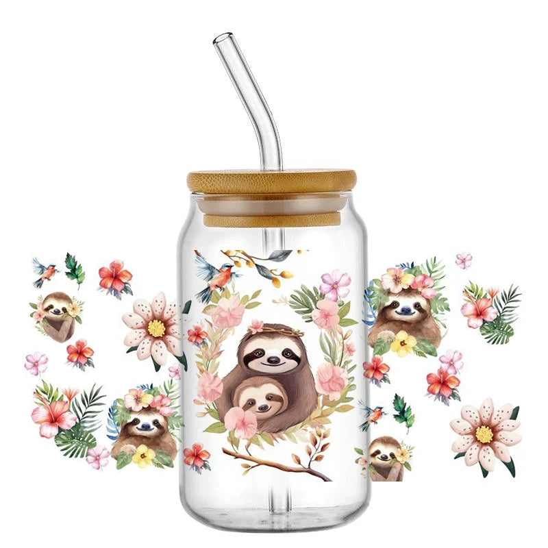 Decals Cute Sloth Waterproof Transfer Stickers for Mugs, Water, Bottle