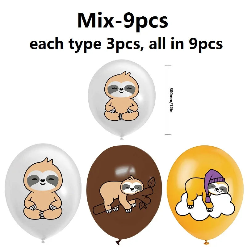 9 Piece Sloth Balloon Set
