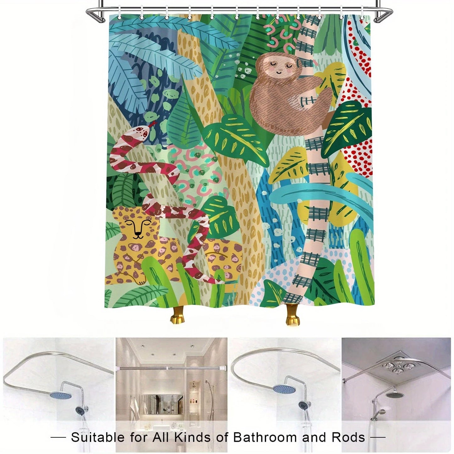 Tropical Jungle Sloth Shower Curtain