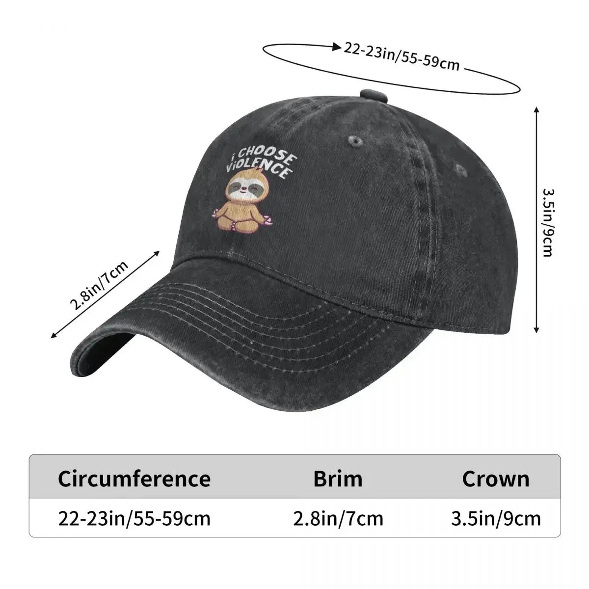 I Choose Violence Sloth Baseball Cap product photo 4
