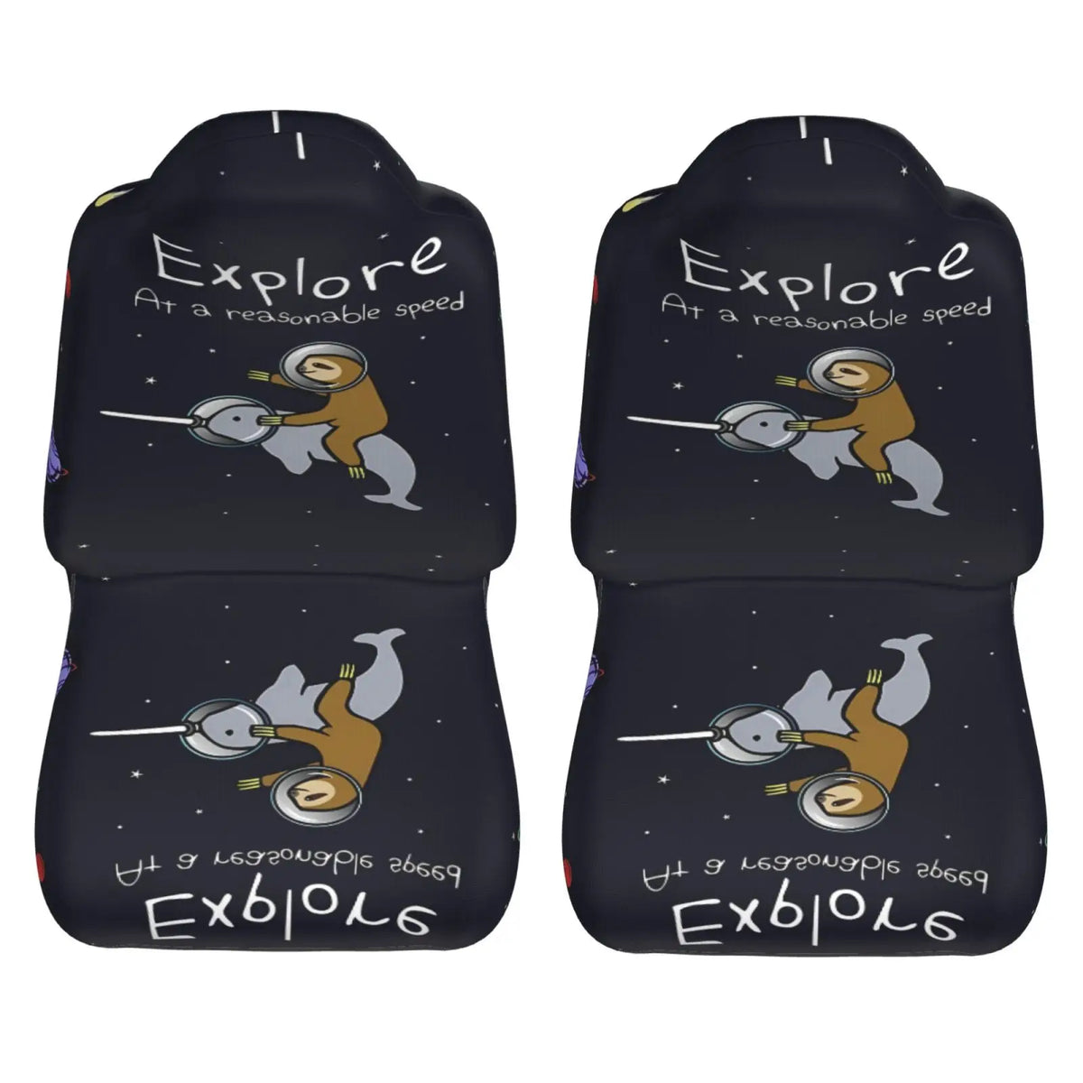 Sloth Riding Dolphin in Space Car Seat Covers