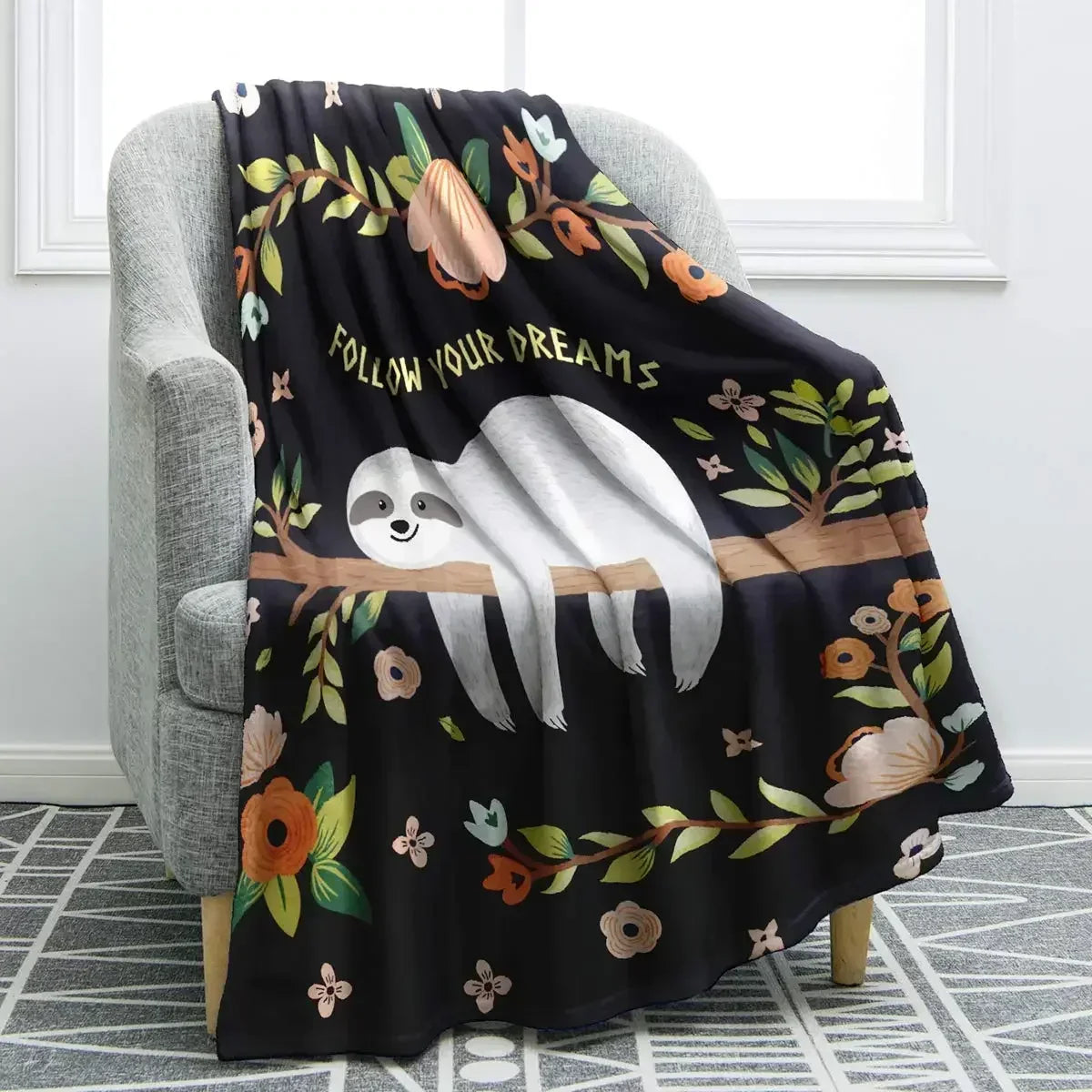 Sloth Theme Throw Blanket