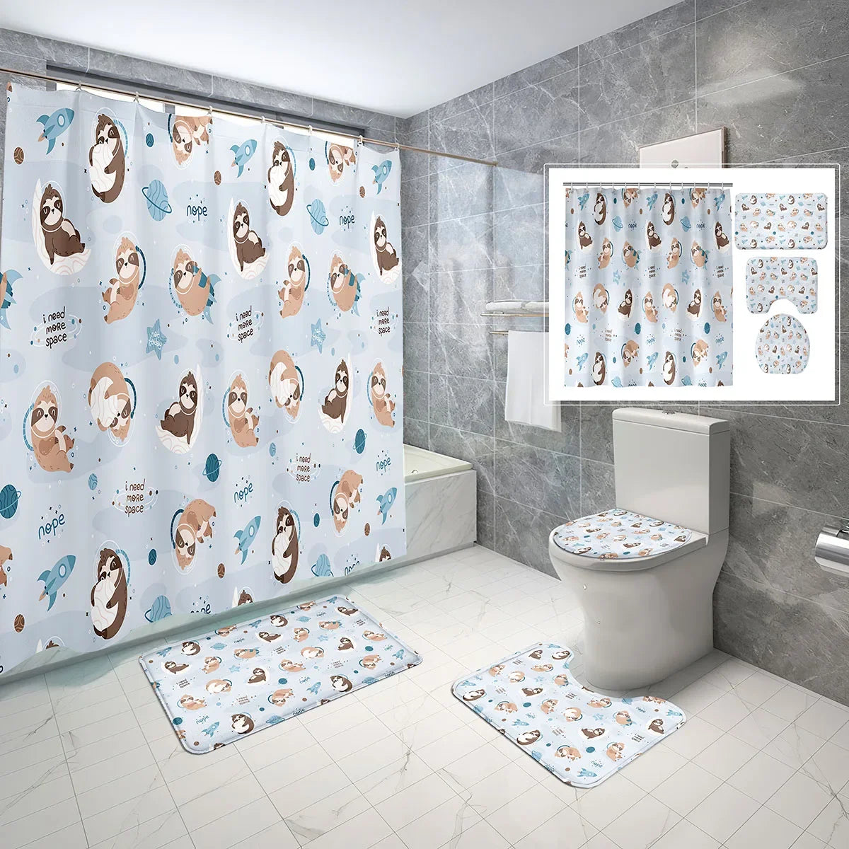 Various Cute Sloth Shower Curtain and Bathroom Sets