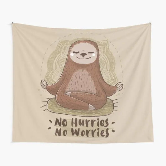No Hurry No Worries Sloth Wall Art Tapestry