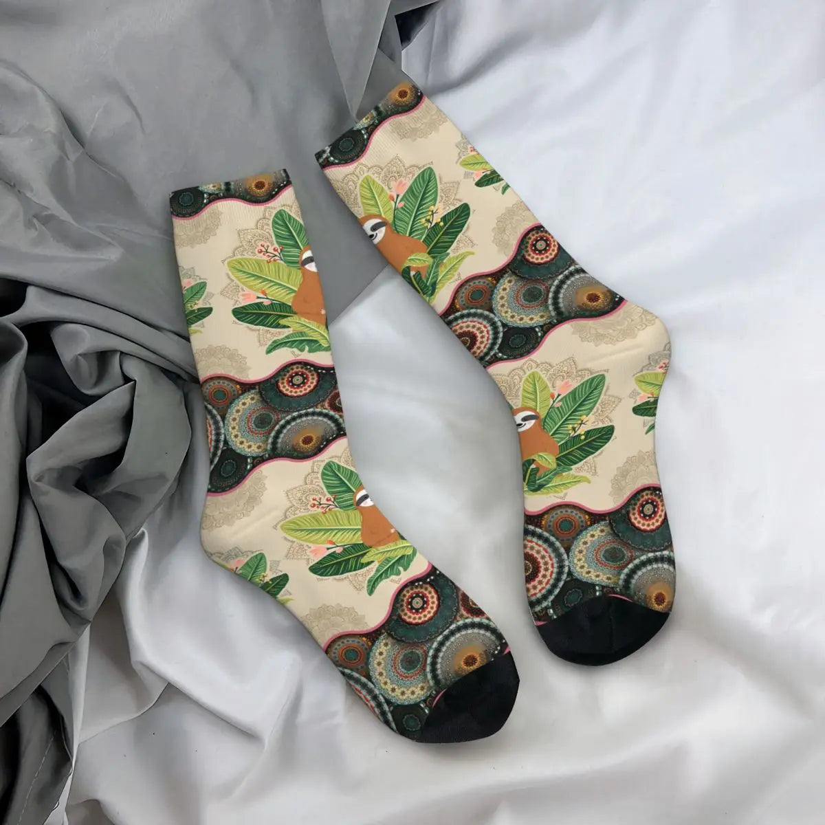 Retro Sloth Vintage Mandala Socks