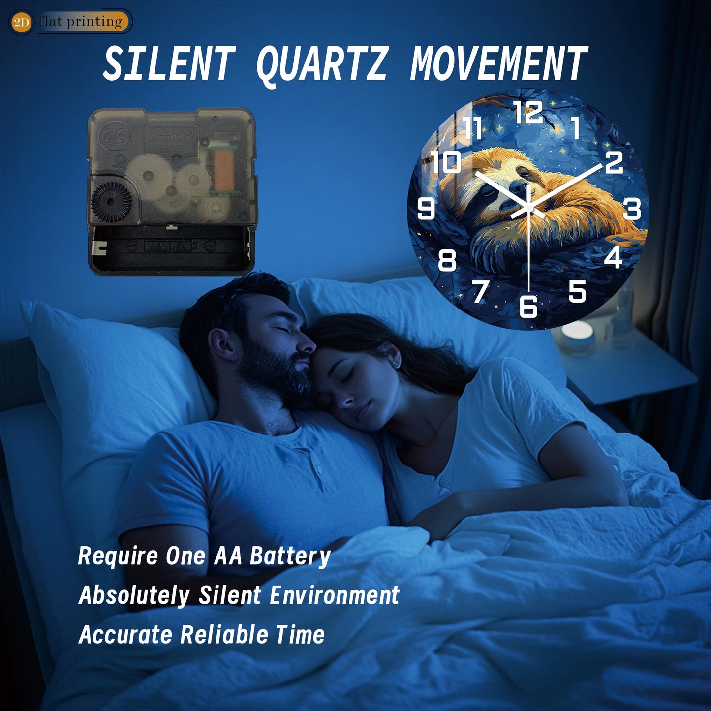 Sloth Starry Night Sky Wall Clock