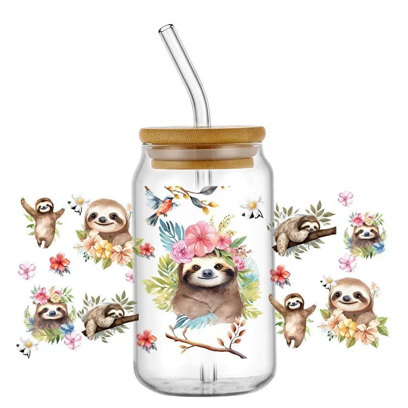 Decals Cute Sloth Waterproof Transfer Stickers for Mugs, Water, Bottle