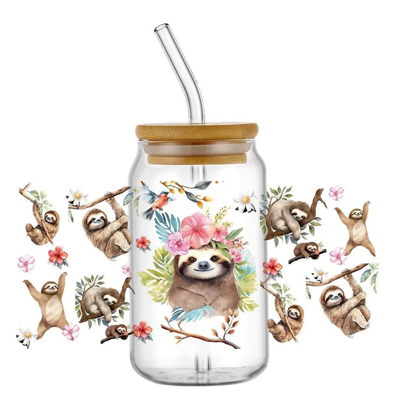 Decals Cute Sloth Waterproof Transfer Stickers for Mugs, Water, Bottle