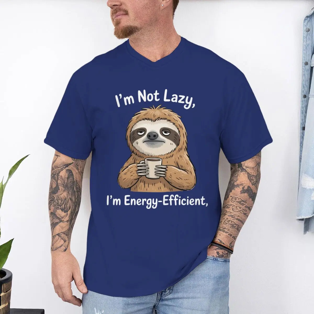 I'm Not Lazy I'm Energy-Efficient Sloth & Coffee T-Shirt
